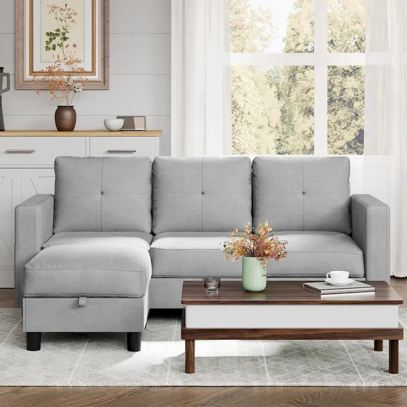 Futzca Modern L-shaped Convertible Sectional Sofa w/ Reversible Chaise