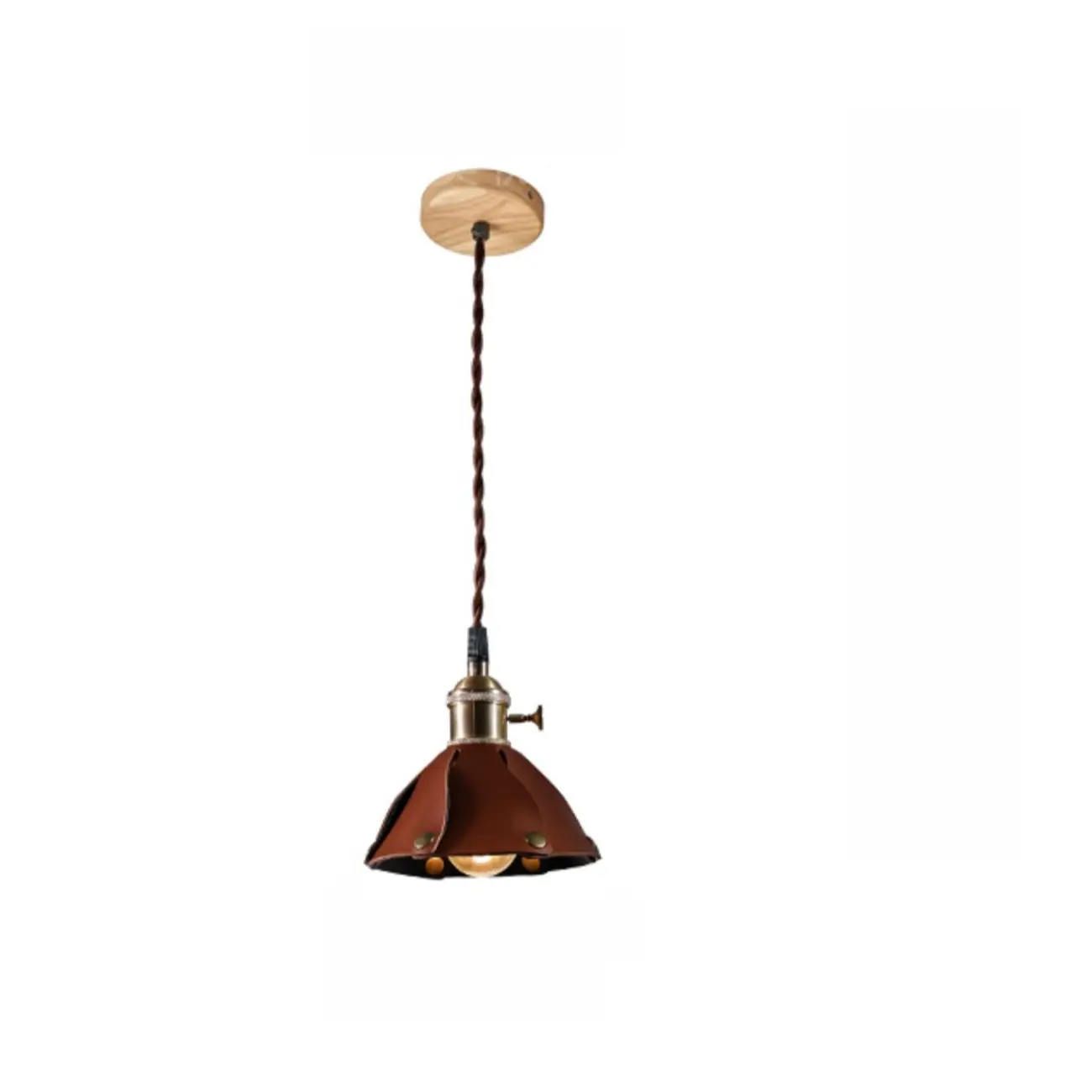 Modern Geometric Leather Gold Metal Pendant Light