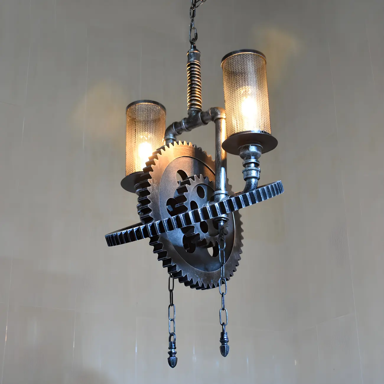 Black Metal Gear Industrial Steampunk Chandelier