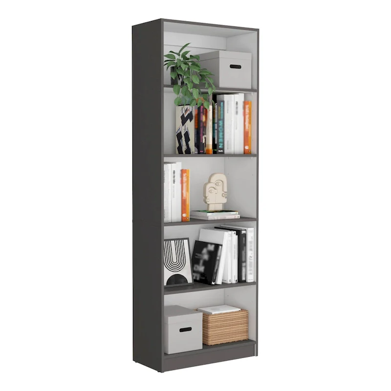 2-Piece Bookcase Set – Wide 5-Shelf and Narrow 4-Shelf