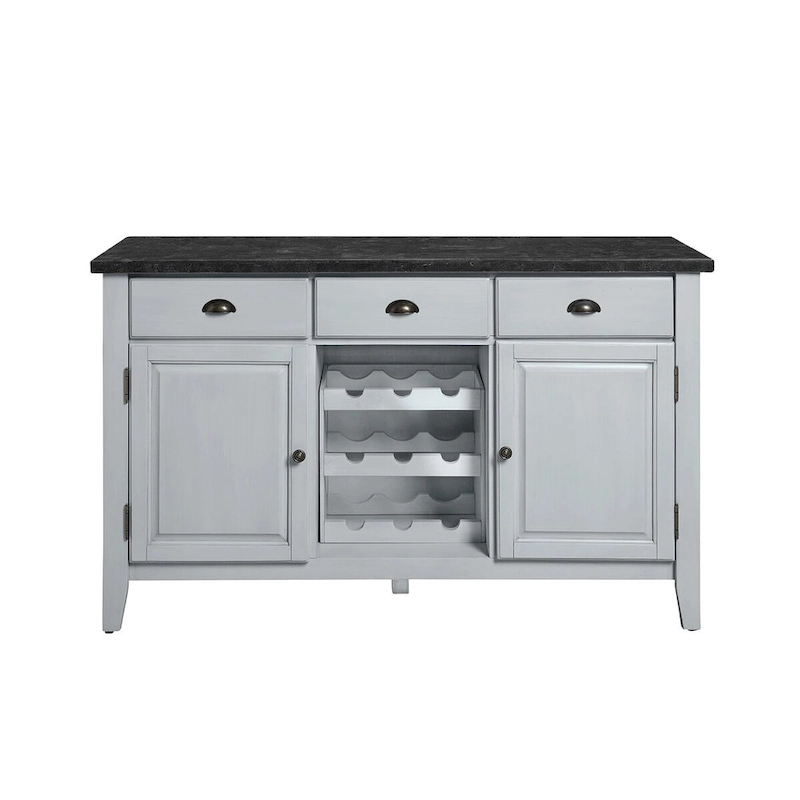 Rectangular Marble Top Server in Antique White