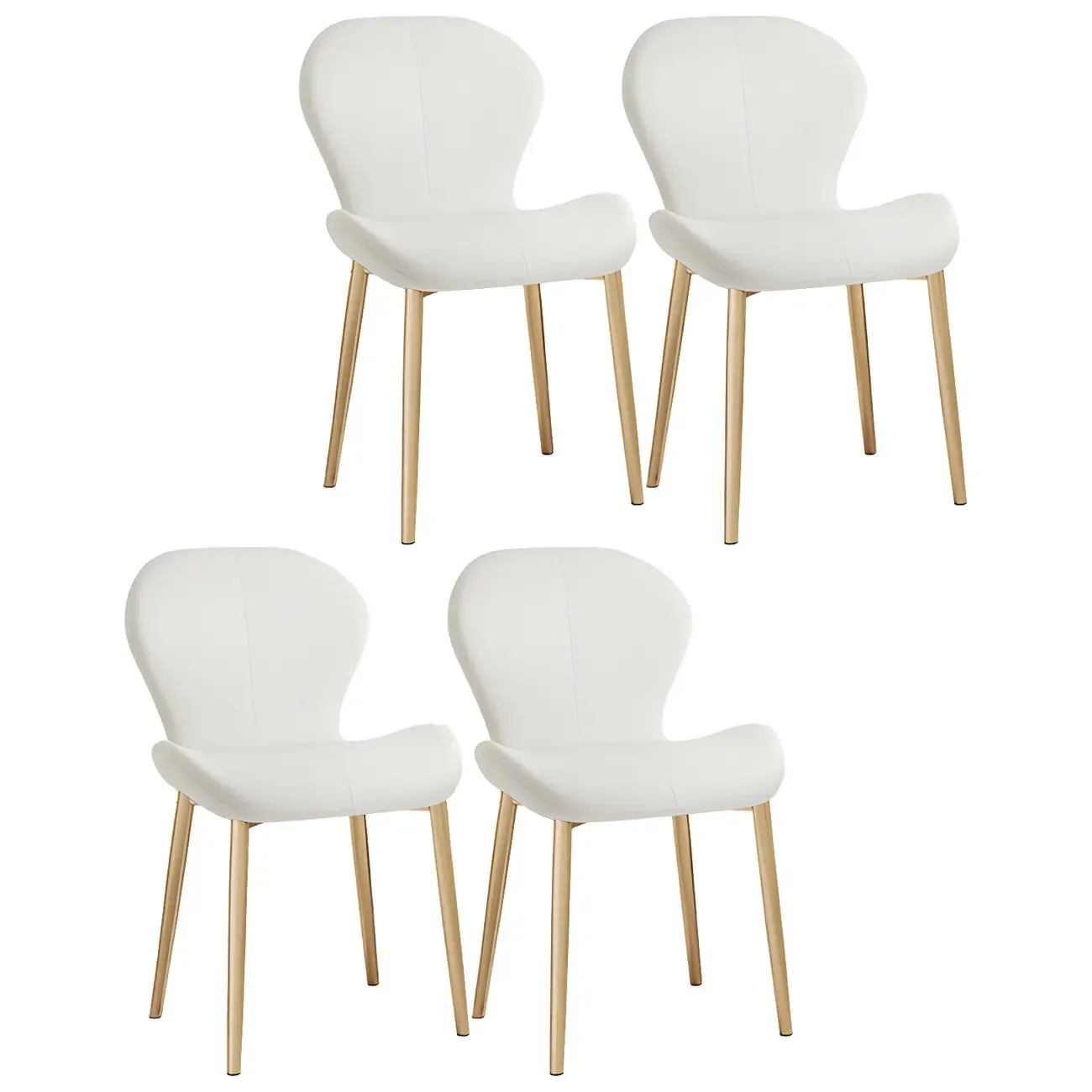 Art Deco Curved Back Leather Dining Chair Solid Back