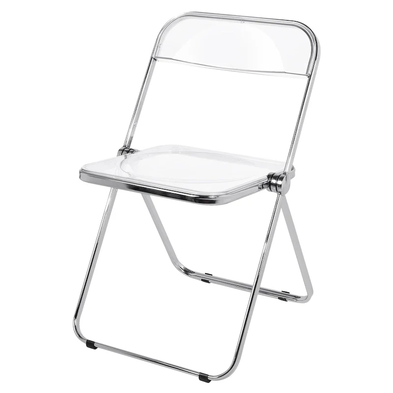 Transparent Acrylic Stackable Folding Dining Chair w/ Metal Frame, Single - 29.1(H) x 18.1(W) x 18.5(D)