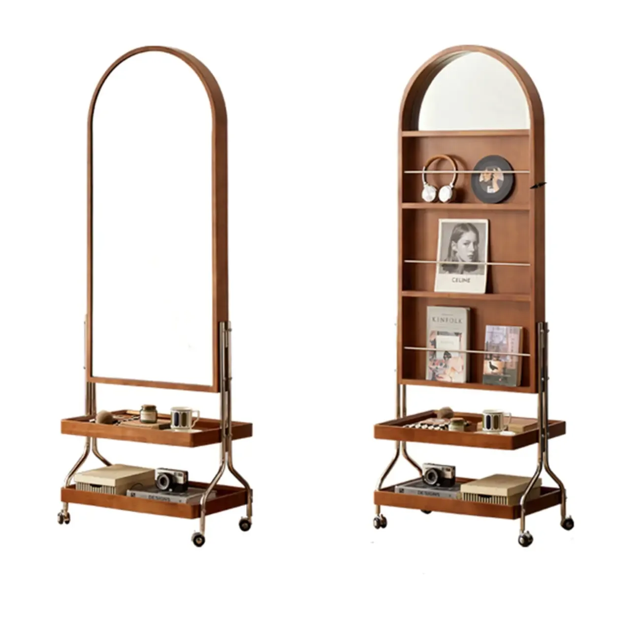 Modern Oak Wood Vertical Closed Back Bookcase