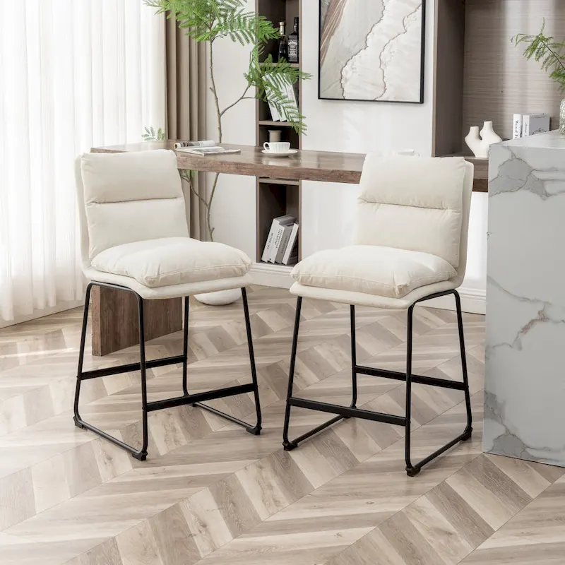 Milos Upholstered 26-inch Counter Height Stools, Set of 2