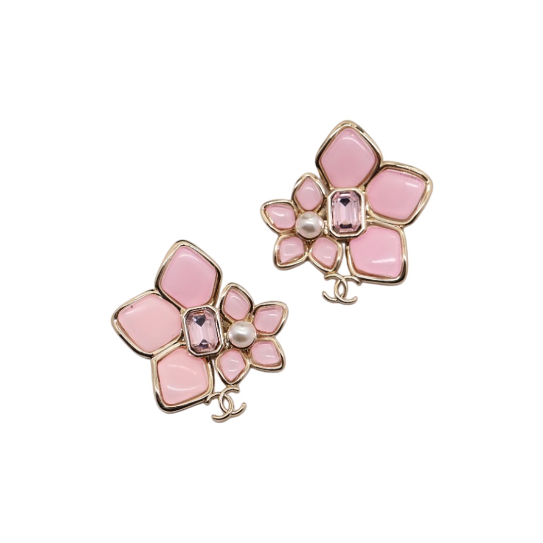 CCE398 Chanel Pink Flower earrings - ccjewelryacc