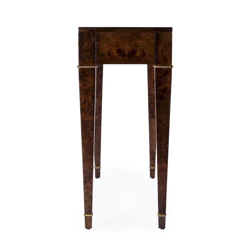 2 Drawer 46  Burl Wood Console Table