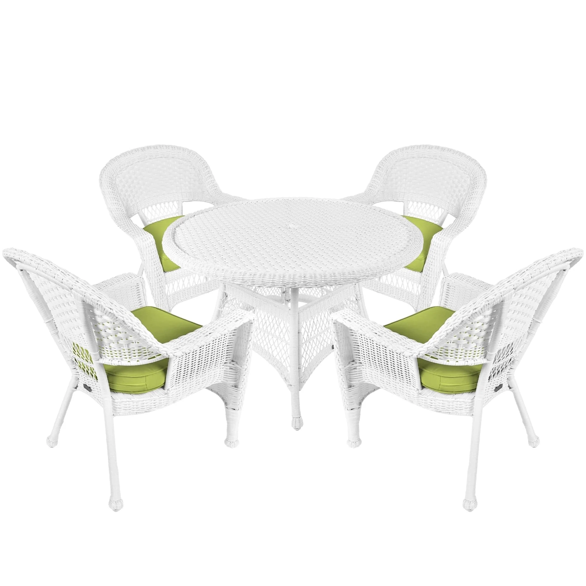 5-piece White Resin Wicker Dining Set