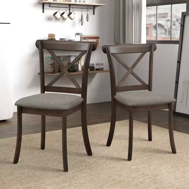 Vatros Wooden Dining Chairs Set of 2, Modern Upholstered Dining Room Chair