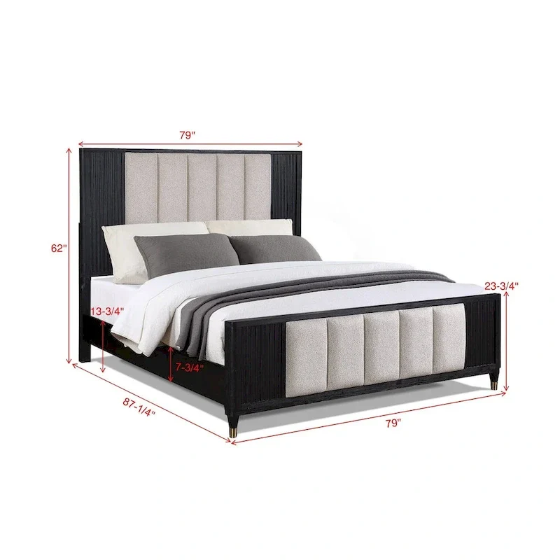 Shelby 4 Piece Black Panel Upholstered Bedroom Set