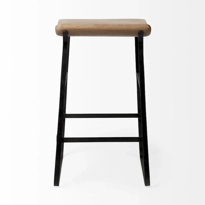 Wood Seat Counter Stool with Metal Frame