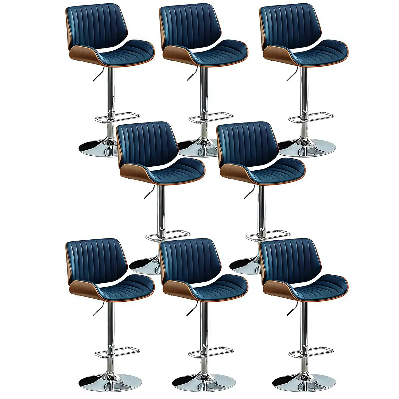 Elegant Wood Leather Red Swivel Adjustable Bar Stool