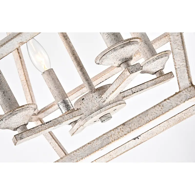 Antique White 4-Light Geometric Lantern Pendant