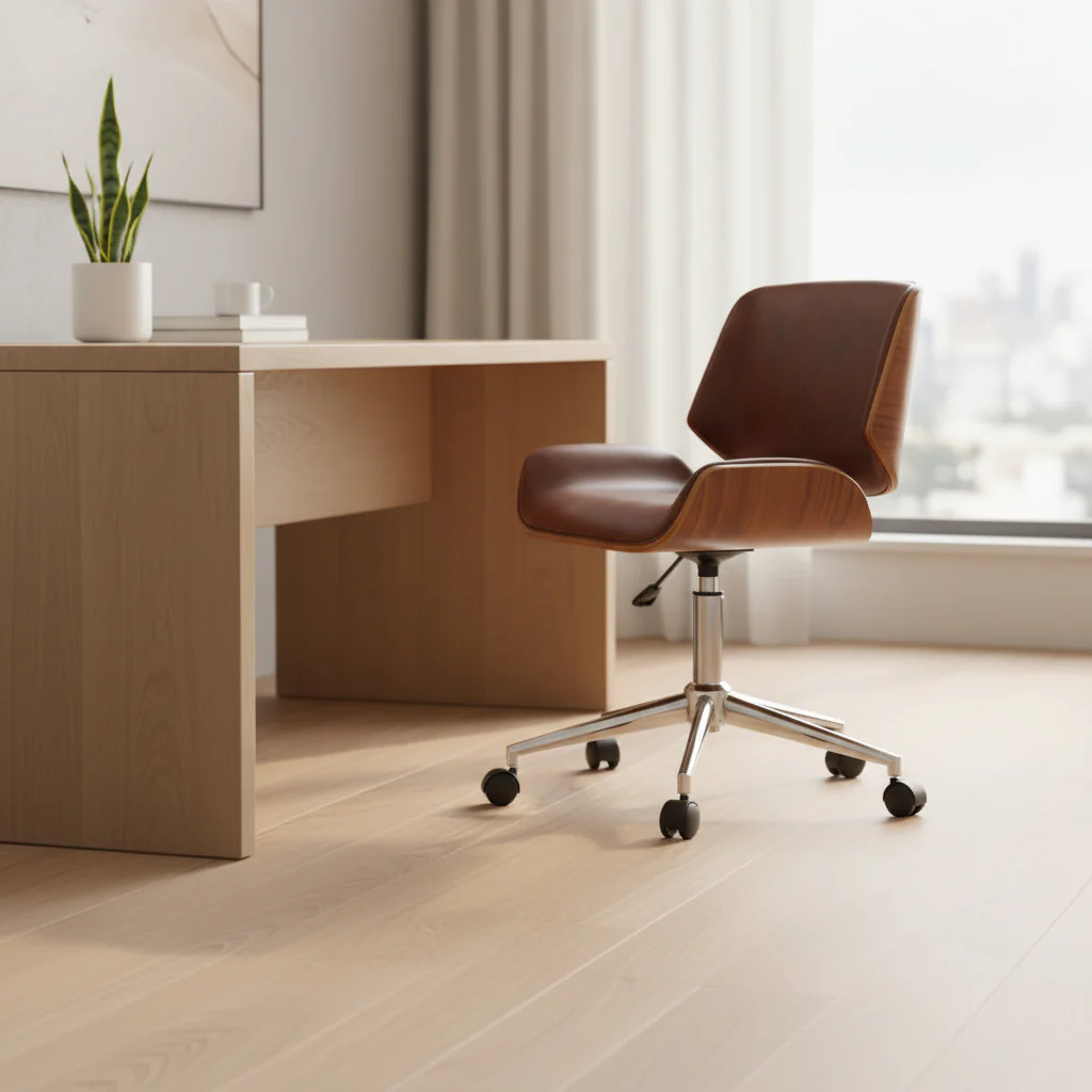 Faux Leather Mid-Century Office Chair