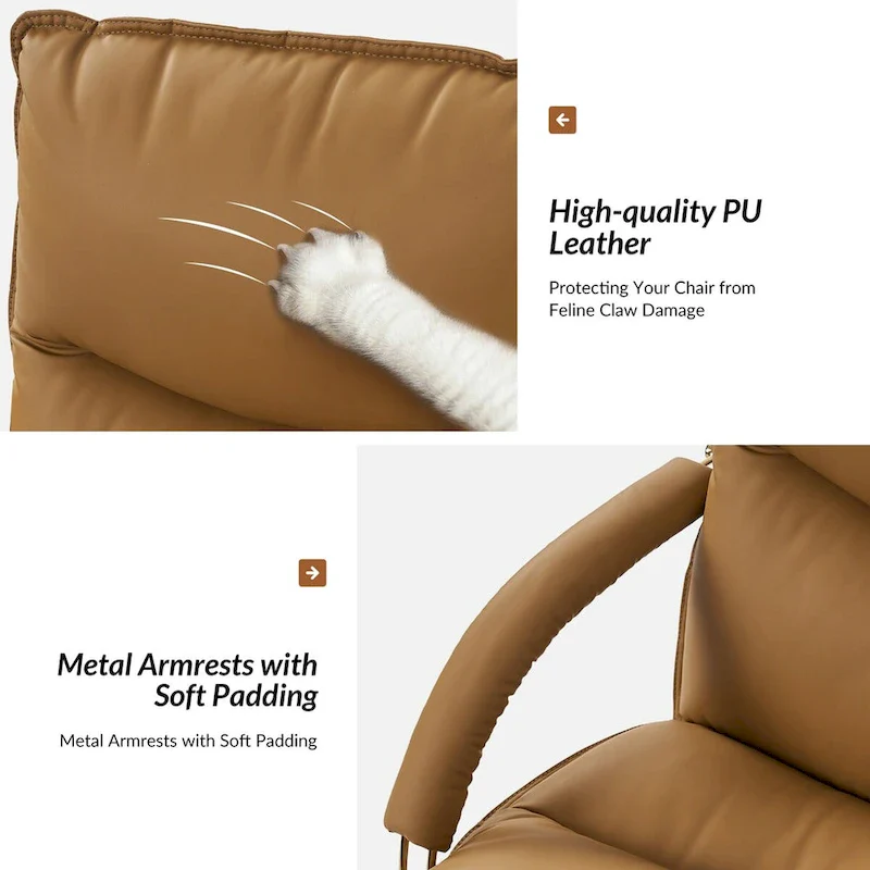 Modern Faux Leather Adjustable Height Tilting Office Chair with 360° Swivel & Metal Base