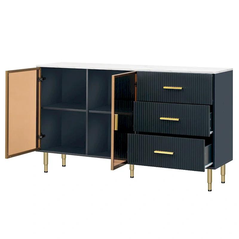Modern Sideboard Buffet Cabinet with Gold Metal Legs