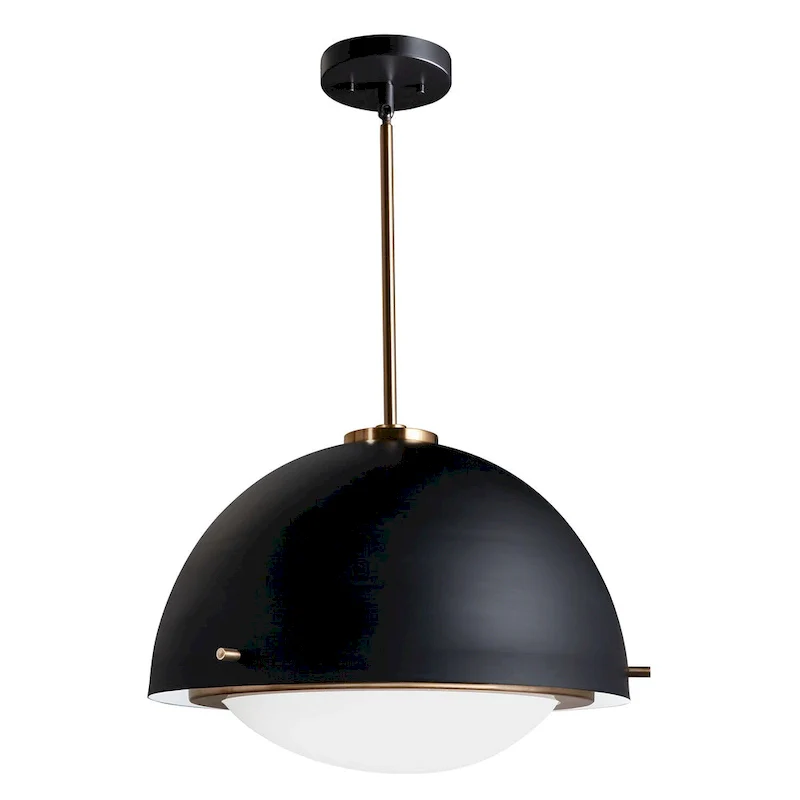 EVOLV Fusion Hemisphere 3-Light Matte Black with Brass Accent Pendant