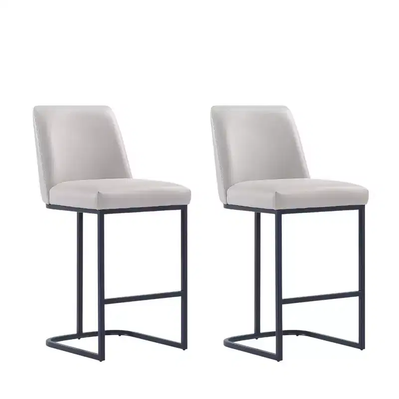 Manhattan Comfort Set of 2 Serena Leatherette Upholstered Metal Counter Height Barstools