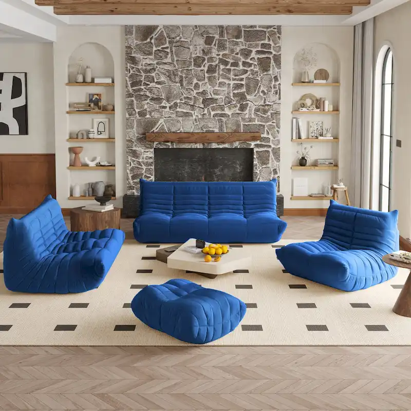 Single Sofa Teddy Fabric Bean Bag Chair
