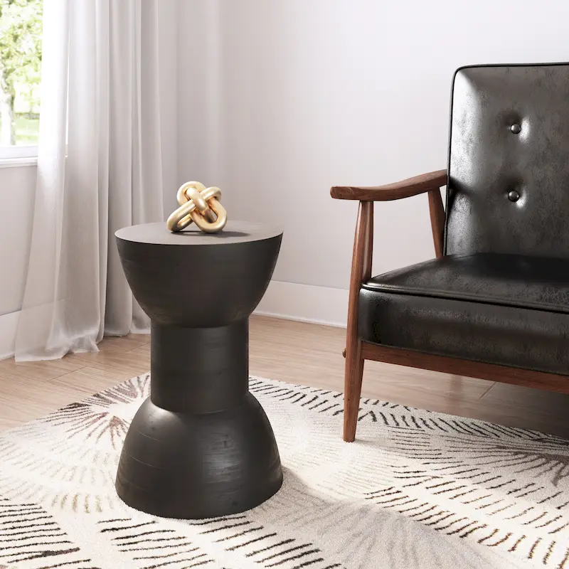 Black Mango Wood Stool / Side Table – 1 Person