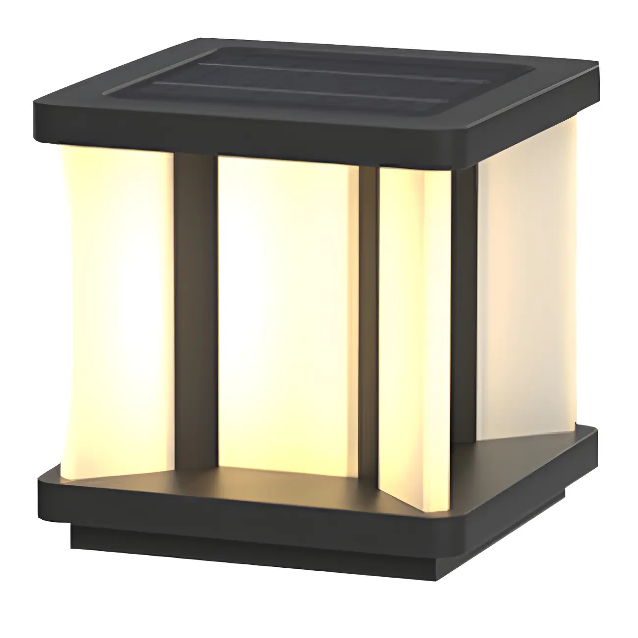Modern Black Solar Square Outdoor Post Lights