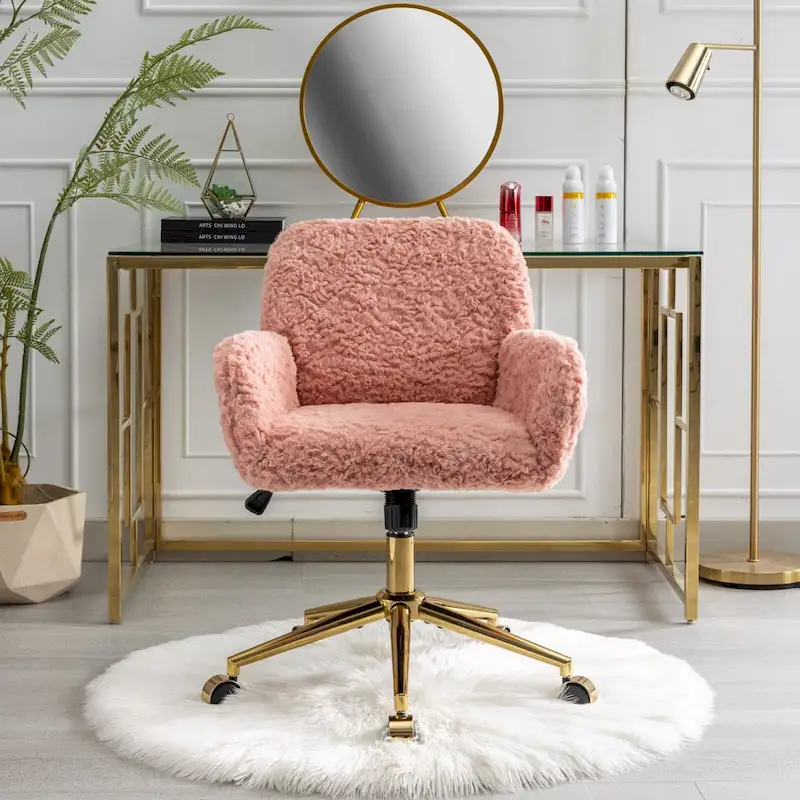 A&A Furniture Office Chair: Upholstered Desk Chair and Golden Metal Base