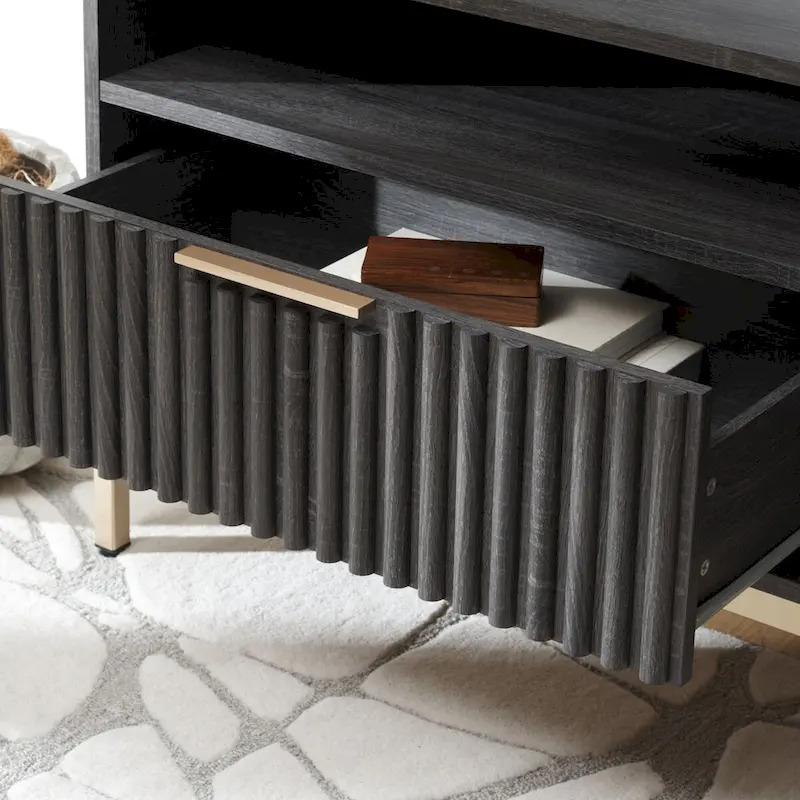 Alyse 2-Drawer 2-Shelf Entertainment Media Stand (Fits Up To 65  Flatscreen TV) - 60.4 In. x 15.6 In. x 24.8 In.