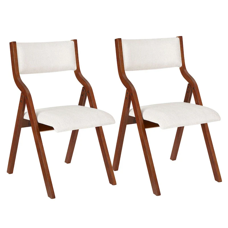 Upholstered folding Dining chair set of 2