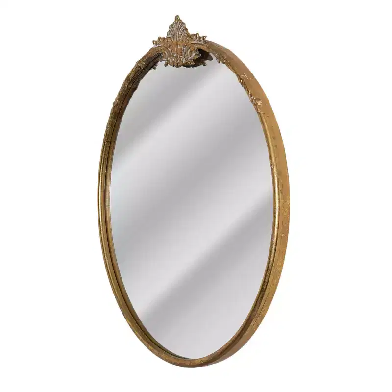 23"x23" Antique Round Ornate Metal Accent Wall Mirror Brass - Head West: Luxurious, No Assembly Required