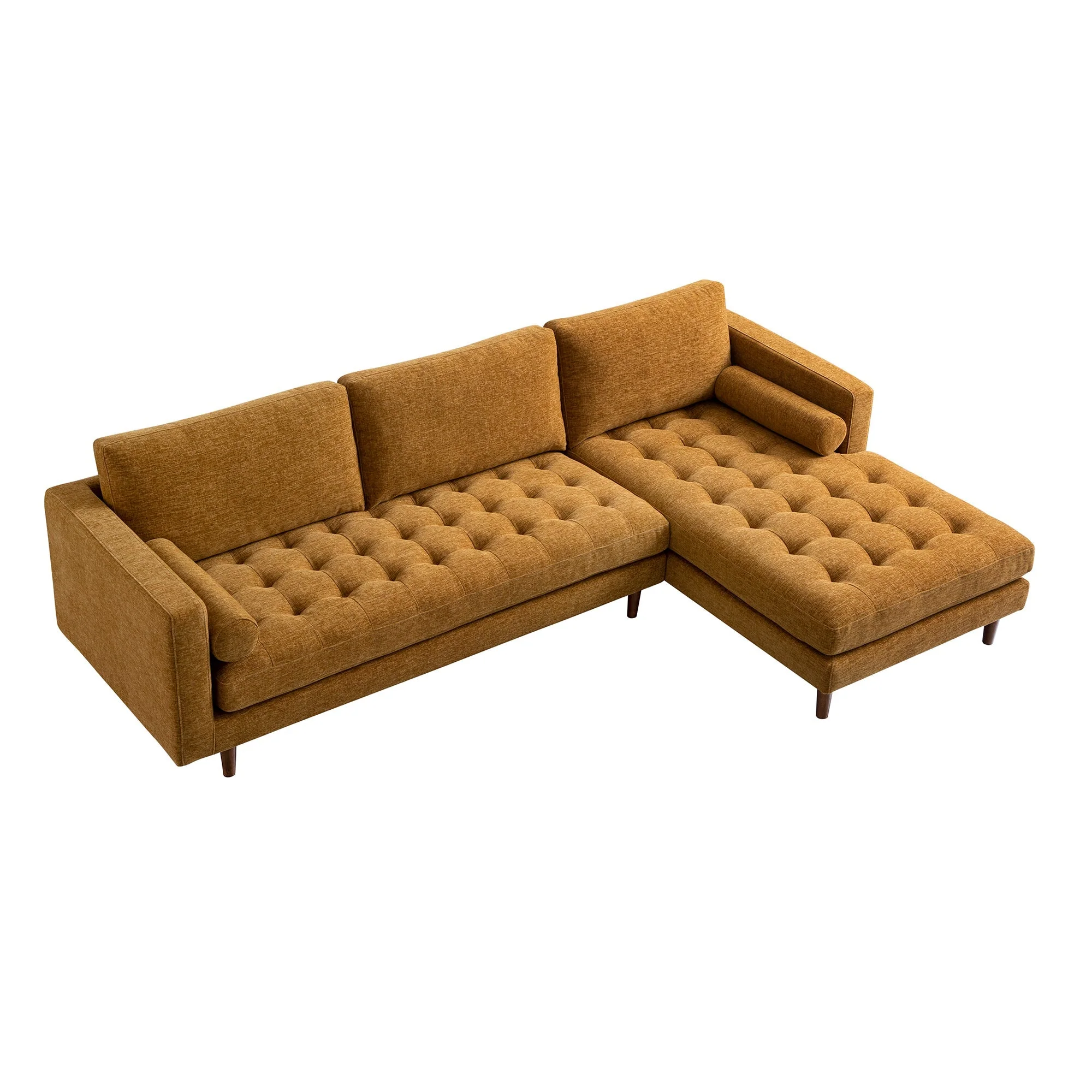 Spiced Honey Chenille Grand 4-Seater Chaise End Sofa, Right Hand Facing