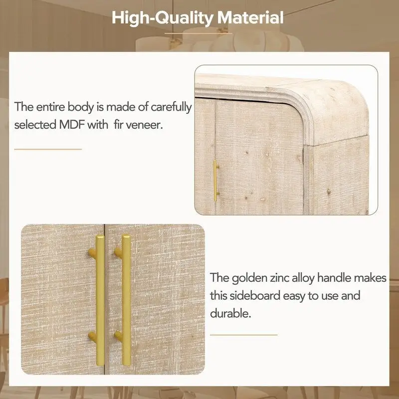 47.2 W Sideboard with Gold Handles and Adjustable Dividers - N/A