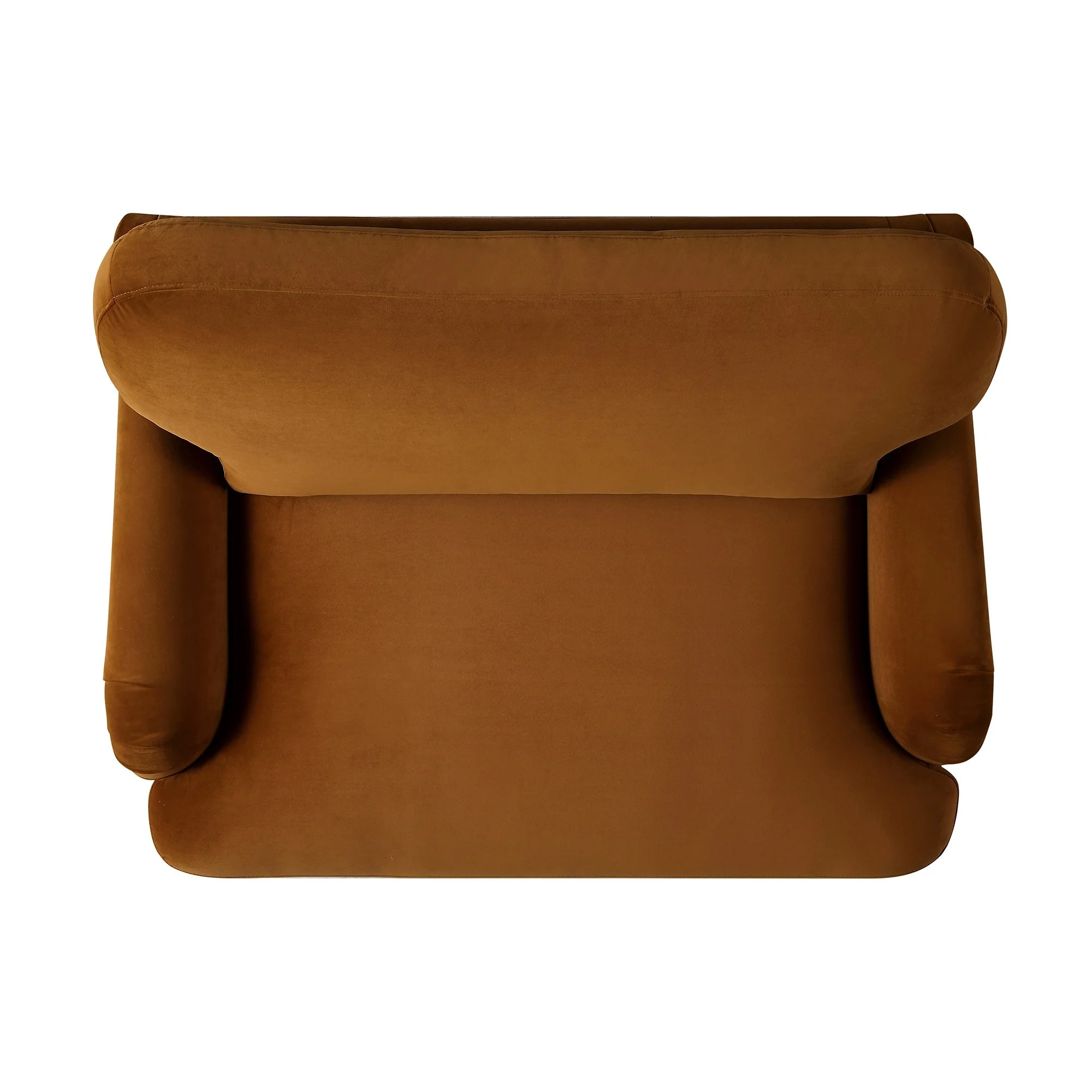 Traditional English Loveseat Sofa - Cinnamon Velvet, Curved Back, Hand Tufted Armrests, 1.5-Seater