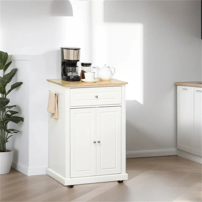 Rolling Kitchen Island Cart,Portable Serving Trolley Table with Drawer