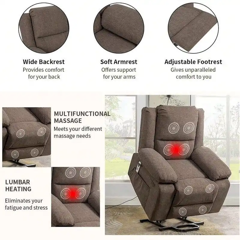 Electric Massage Power Recliner Chair, Multi-function Lifting, Timing
