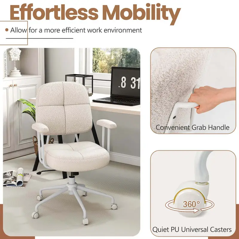 Costway Home Office Chair Leathaire Upholstered Task Chair with - See Details