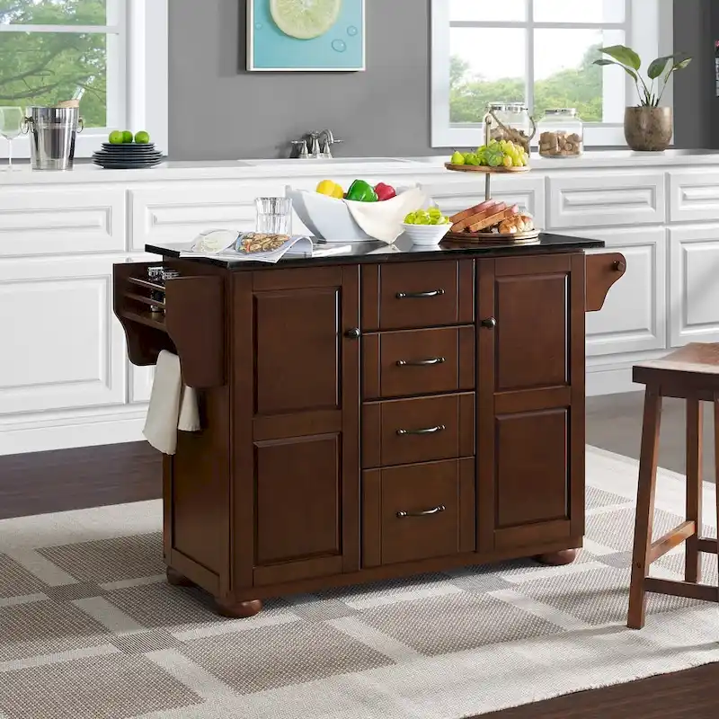 Eleanor Brown Wood/ Stainless Steel Top Kitchen Island - 18d x 51.5w x 35.25h