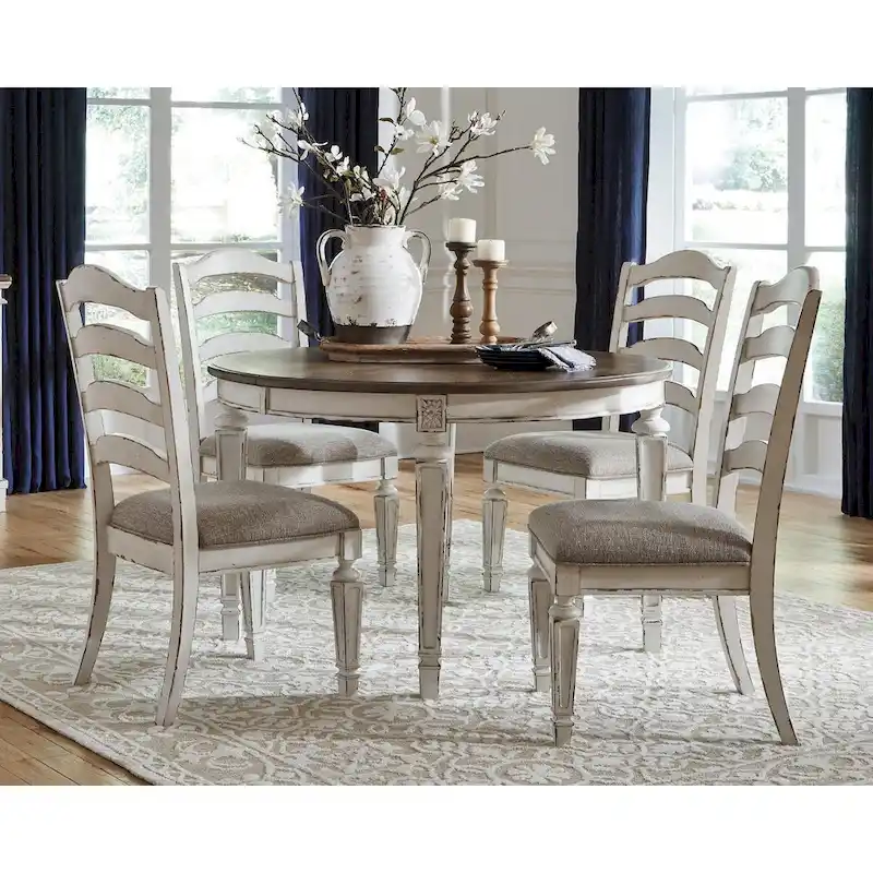 Signature Design by Ashley Nettle Bank Chipped White Dining Room Chair (Set of 2)