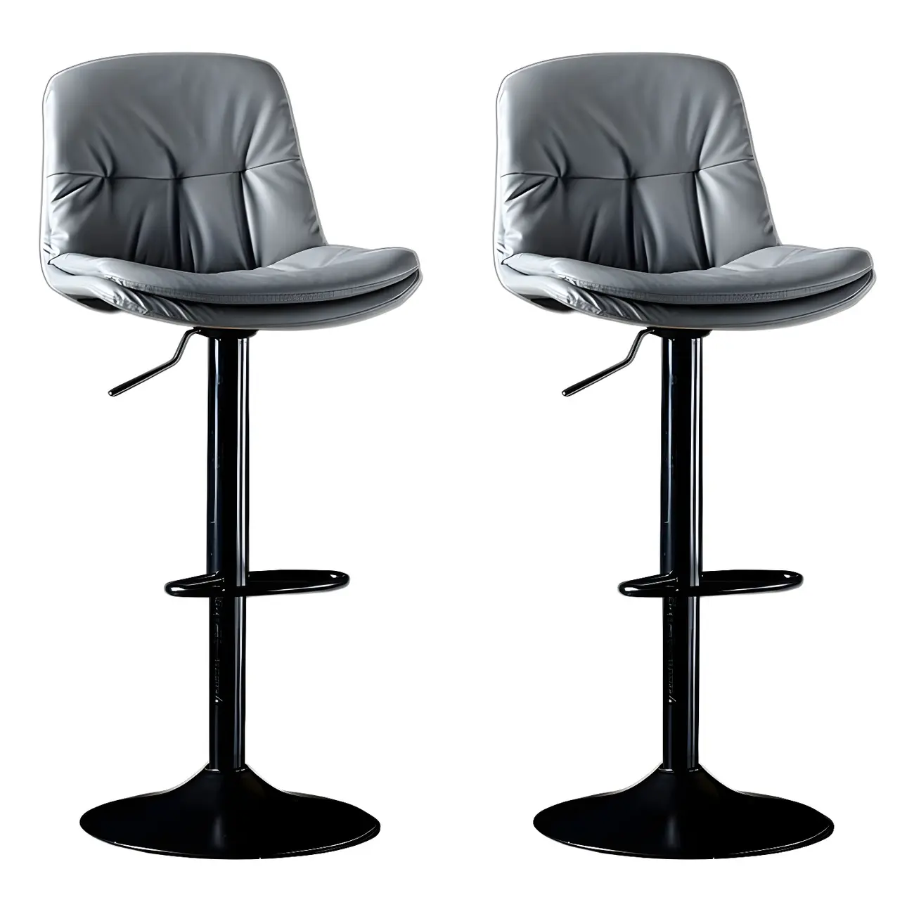 Adjustable Leather Low Back Swivel Bar Stool