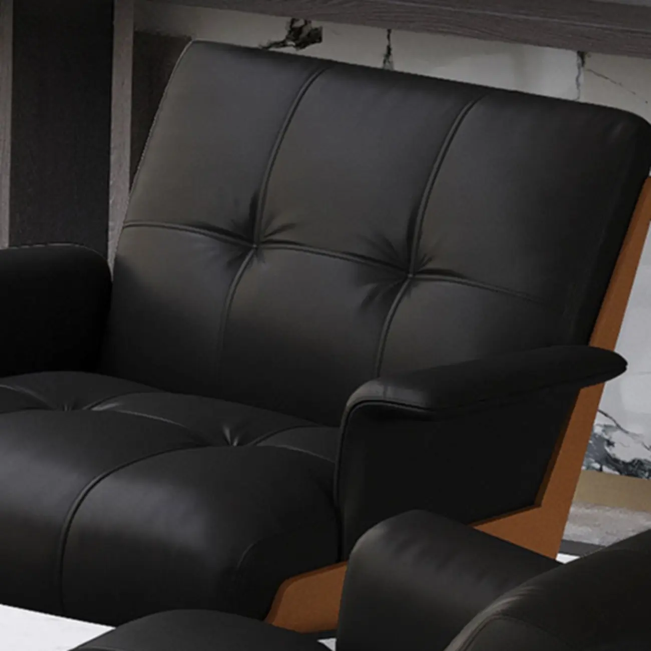 Modern Tufted Microfiber Leather Accent Chair with Arms