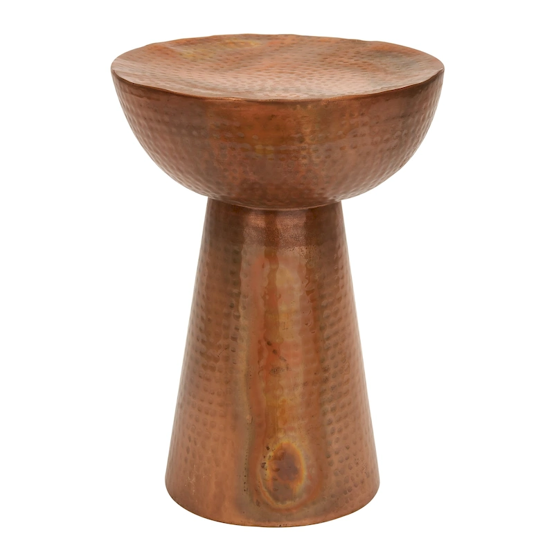 Metal Handmade Accent Table with Hammered Design - Bronze or Copper - Roche River Decor