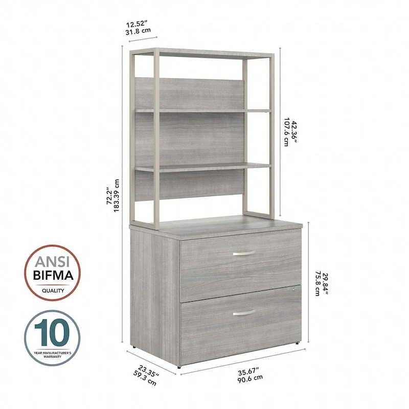 2-Drawer Lateral File Cabinet with Open Shelves