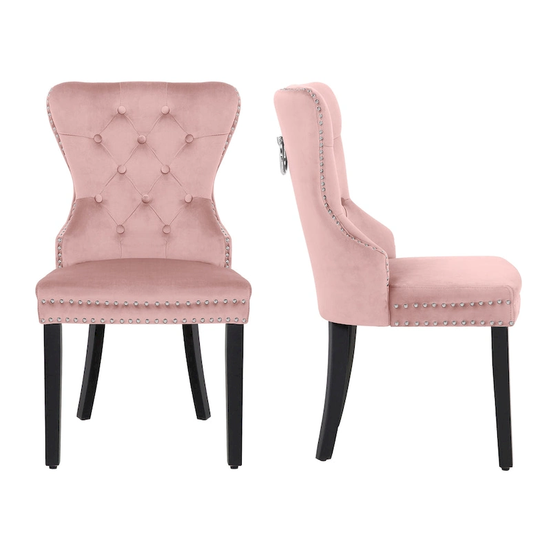 Grandview Tufted Upholstered Dining Chair (Set of 2) with Nailhead Trim and Ring Pull