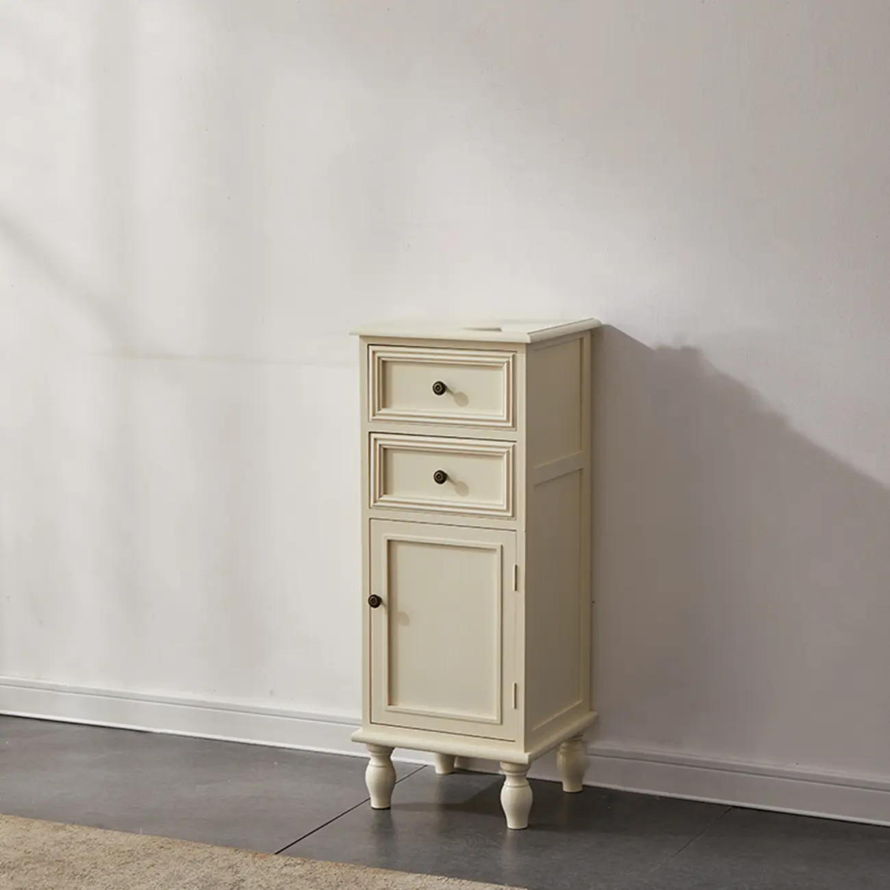 Modern Rectangular Accent Cabinet with Exterior Shelf