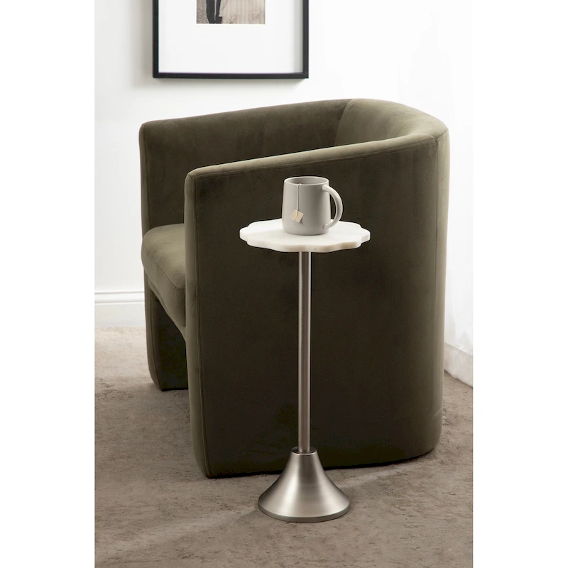 Kate and Laurel Sanzo Scalloped Marble and Metal Drink Table