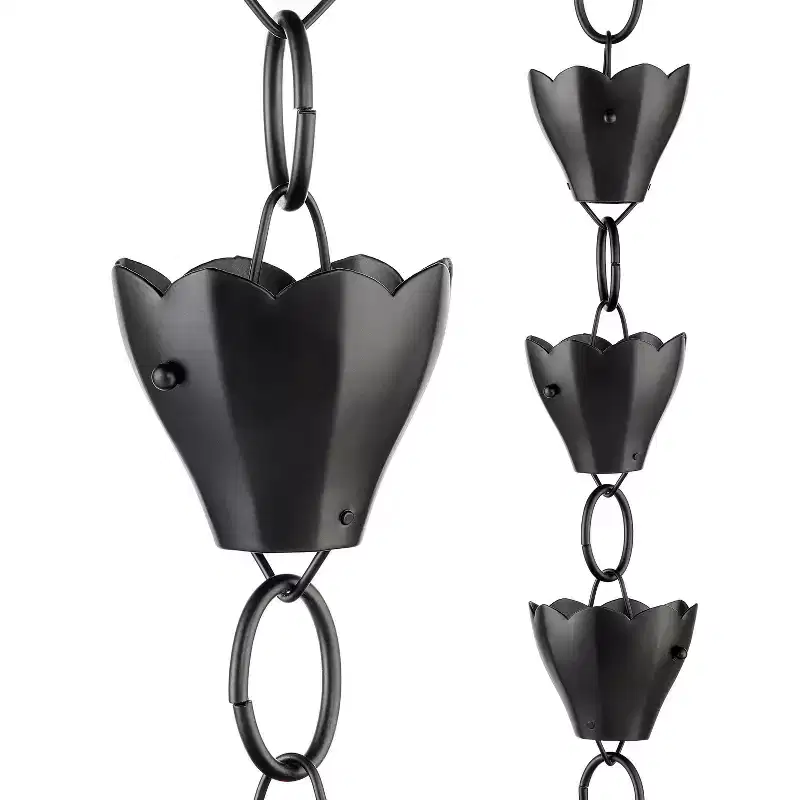Good Directions 8.5' Modern Farmhouse Tulip Aluminum Rain Chain - Black