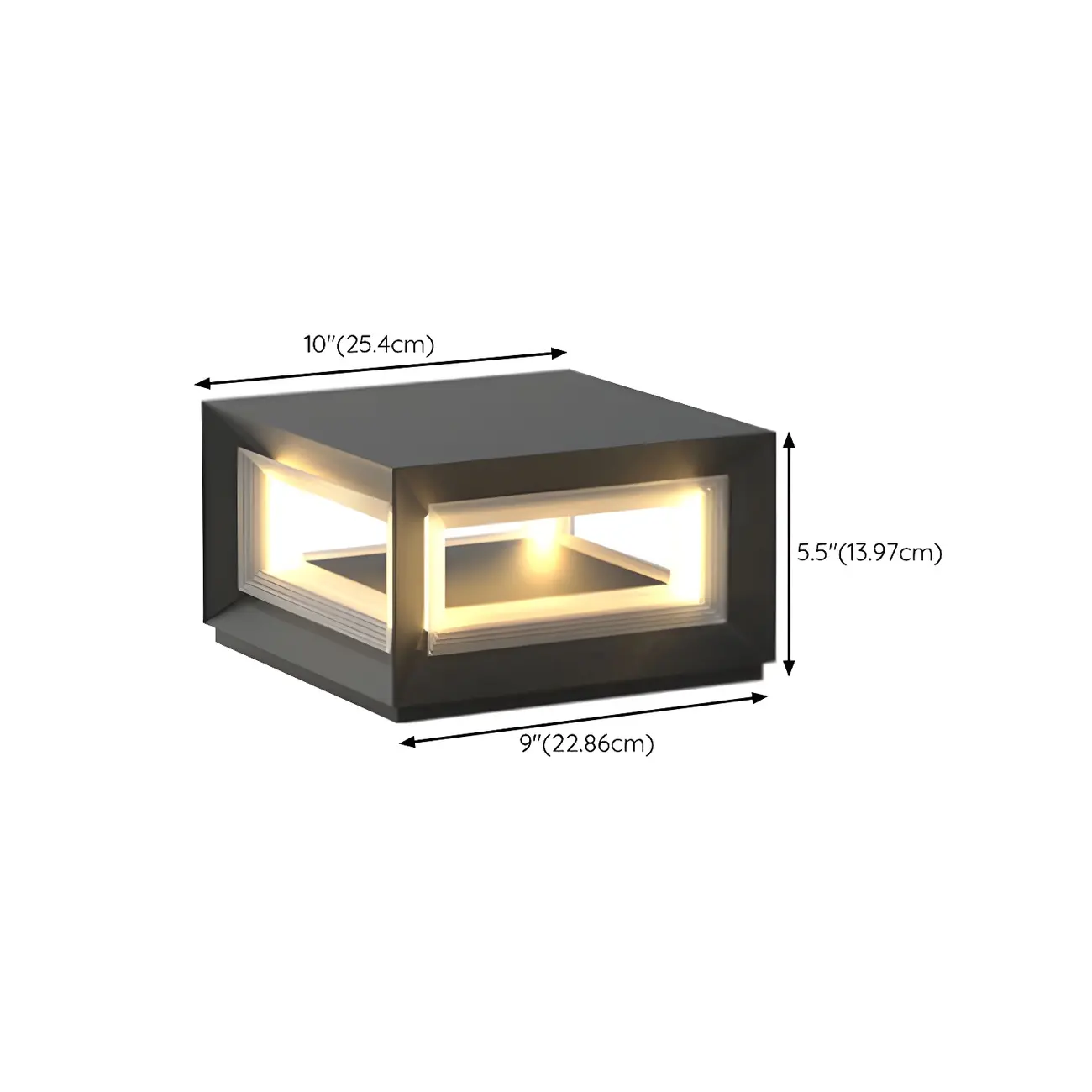 Modern Metal Black Geometric LED Post Cap Light