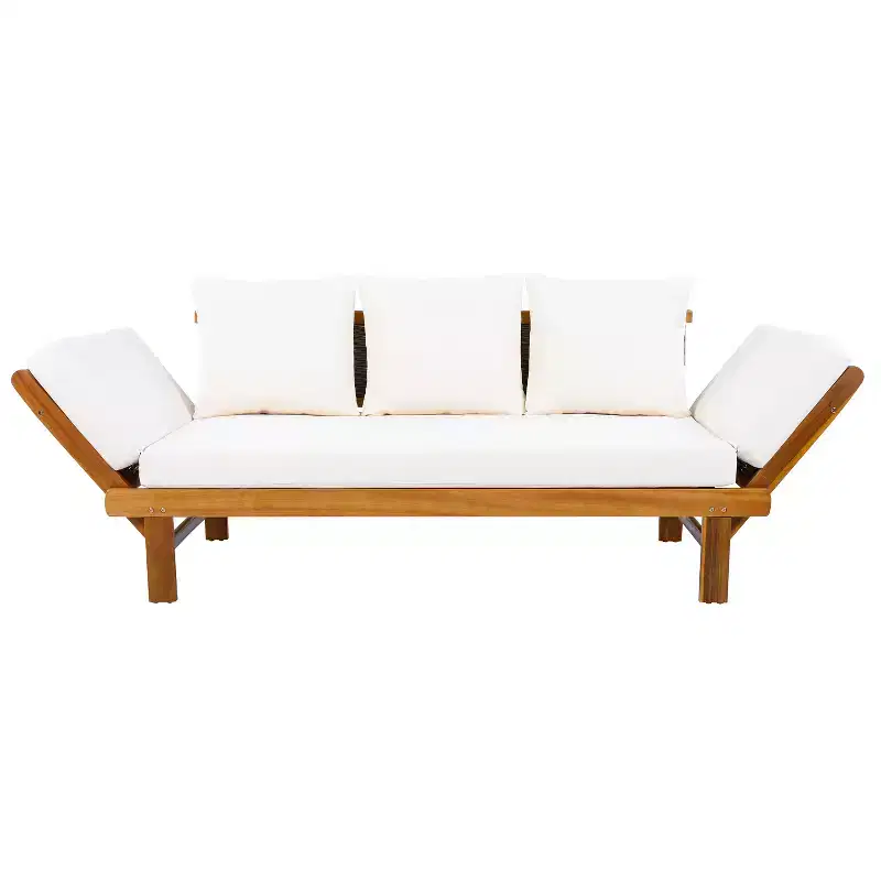 Christopher Knight Home Junghwan Modern Patio Acacia Wood and Wicker Daybed with Adjustable Armrests