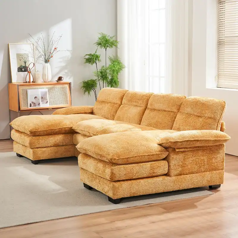 U-Shaped Chenille Sofa