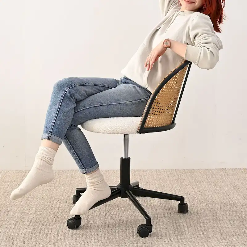 Boucle Rattan Task Chair