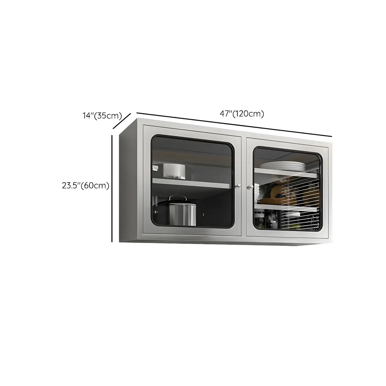 Adjustable Stainless Steel Wall-Mounted China Cabinet